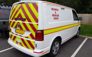 search and rescue van with safety markings