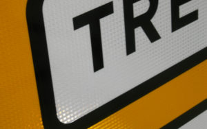 close up of permanent traffic sign